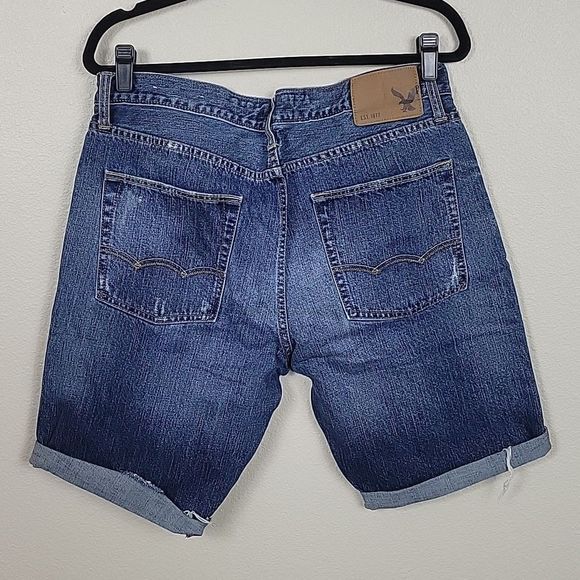 AEO Destructed Roll Hem Denim Shorts, Size 33 - Picture 2 of 4